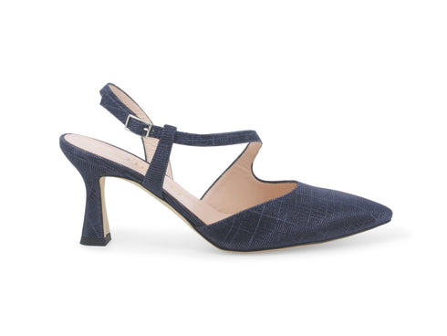 Melluso Décolleté Elegante Tallone Aperto in Tessuto Galassia Blu E1634ZV-247195